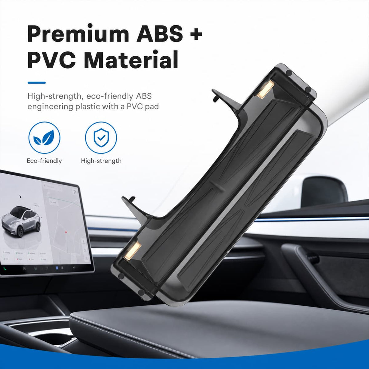 Dual-Layer Tray Under Screen Storage Box with LED Light for Model 3 Highland / Y Juniper