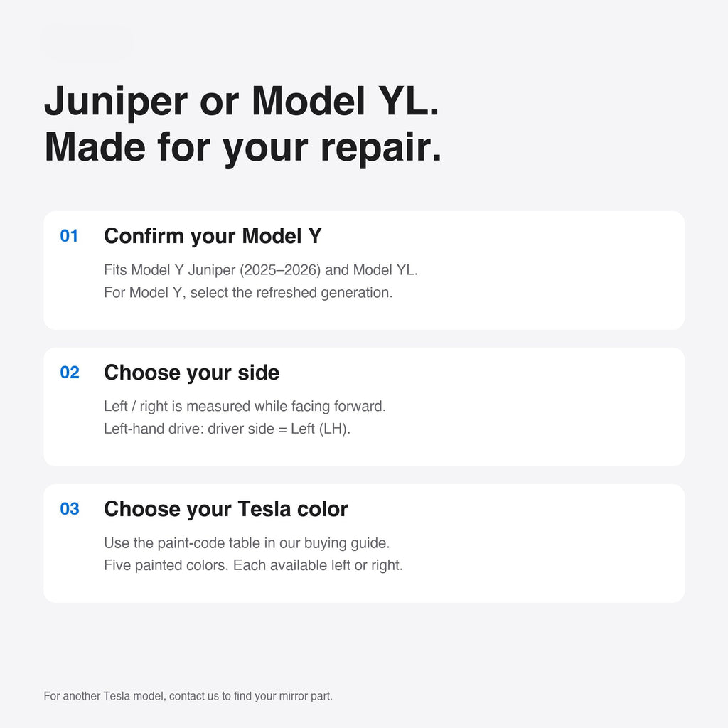 Replacement Mirror Cover for Tesla Model Y Juniper & Model YL