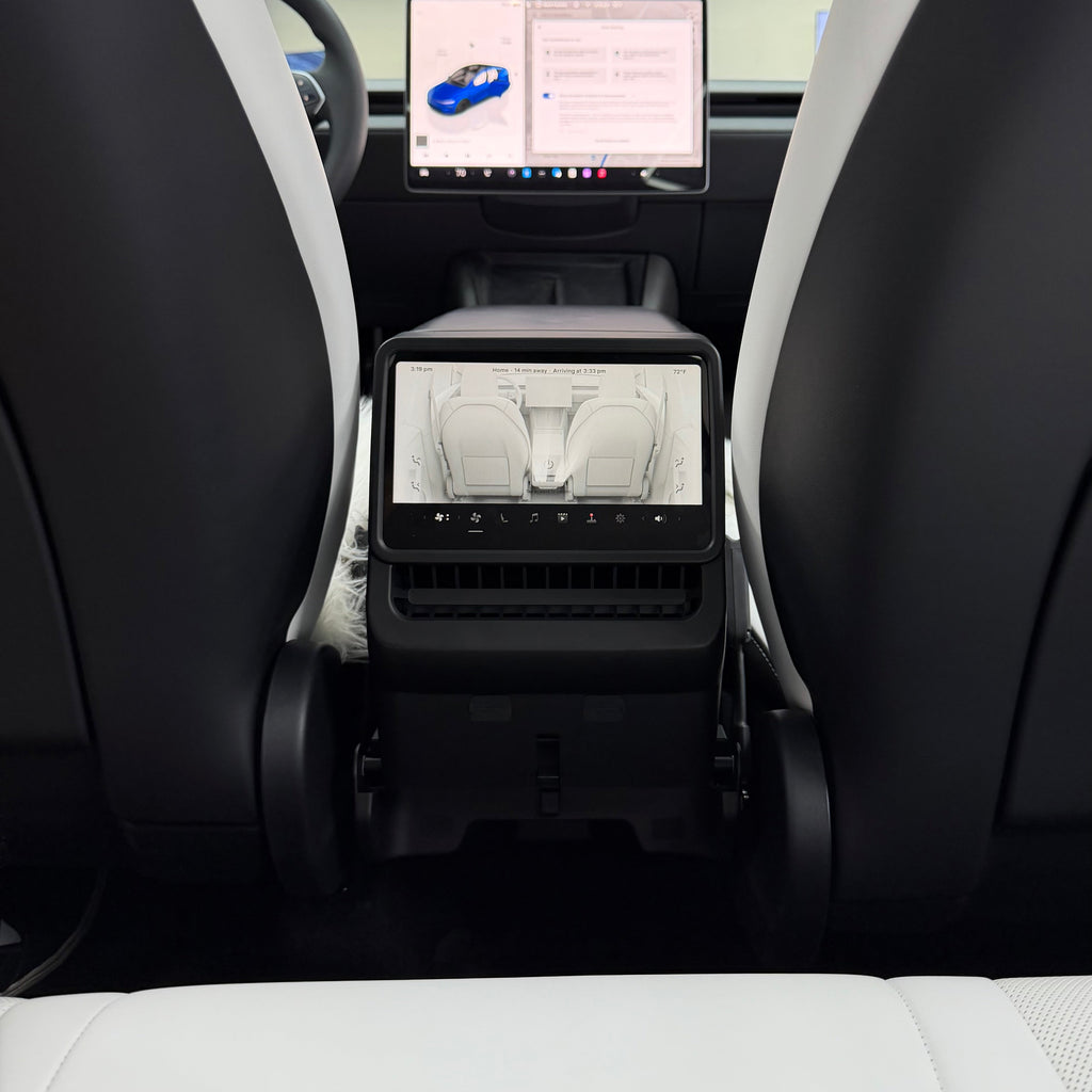 2024+ | Model 3 Highland Backseat Screen Display Overlay with Hidden Folding Cup Holders