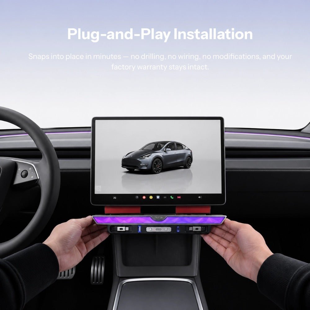 Model 3 Highland/Model Y Juniper Under Screen Crystal Dock | 3-in-1 Ambient Light, Aromatherapy & USB Fast Charging