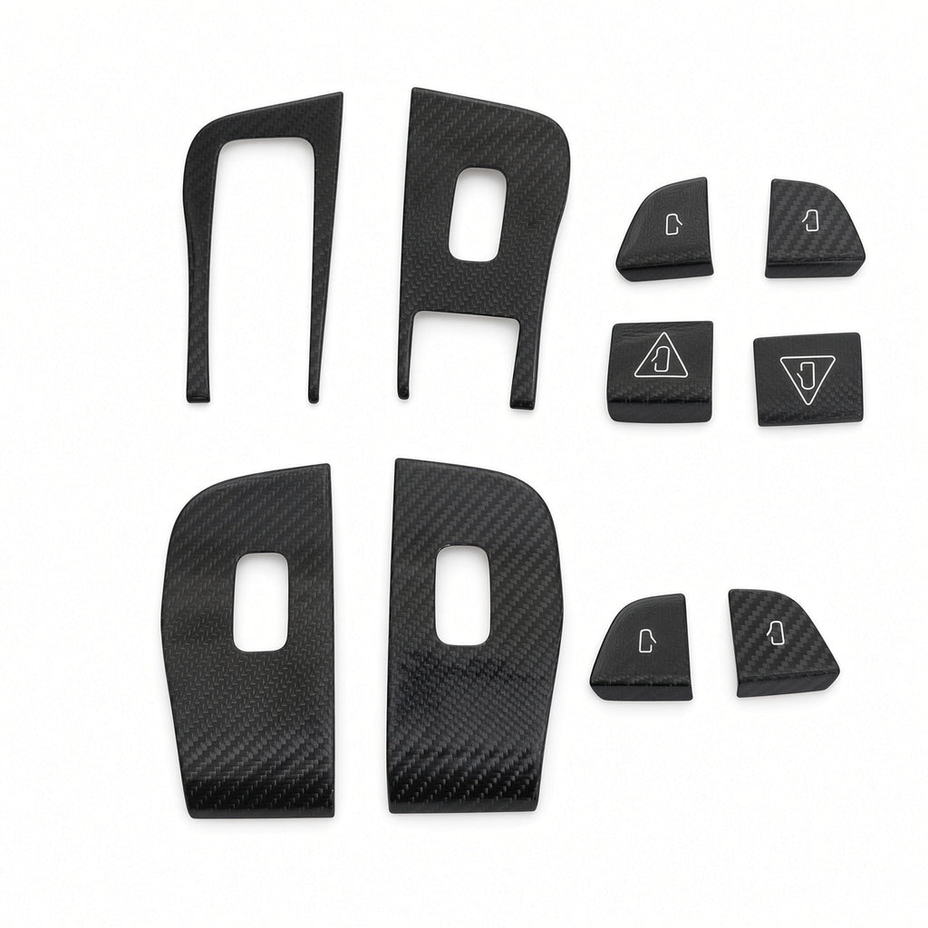 Dry Carbon Fiber Window Lift Button Trim & Switch Covers for Tesla Model Y L Model Y L (Support Left Hand Drive) Matte Carbon Fiber