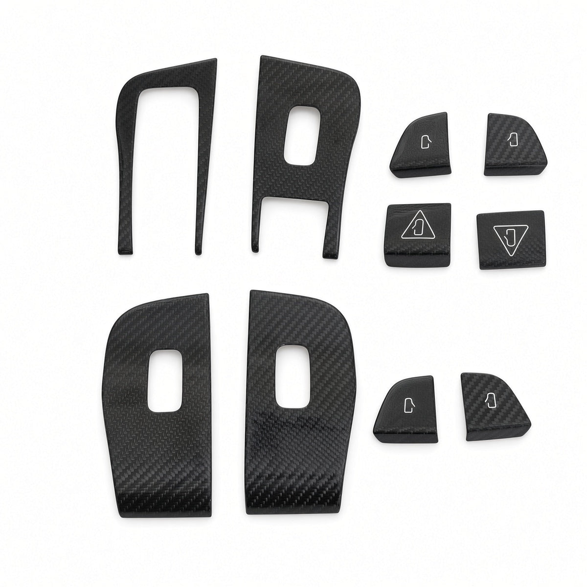 Dry Carbon Fiber Window Lift Button Trim & Switch Covers for Tesla Model Y L Model Y L (Support Left Hand Drive) Matte Carbon Fiber