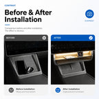 Dual-Layer Tray Under Screen Storage Box with LED Light for Model 3 Highland / Y Juniper