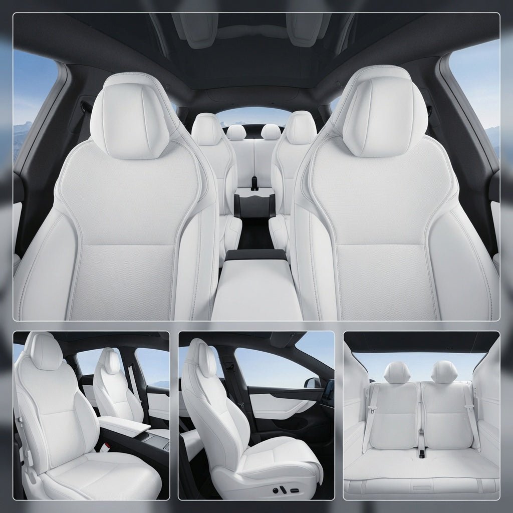 Ice Silk Ventilated Seat Covers for Model YL 6-Seater (11PCS) White (11PCS)