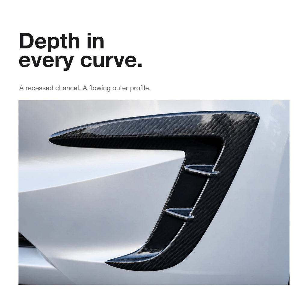 Real Carbon Fiber Front Intake Air Blades Trim for Model 3 Highland Performance 2024+