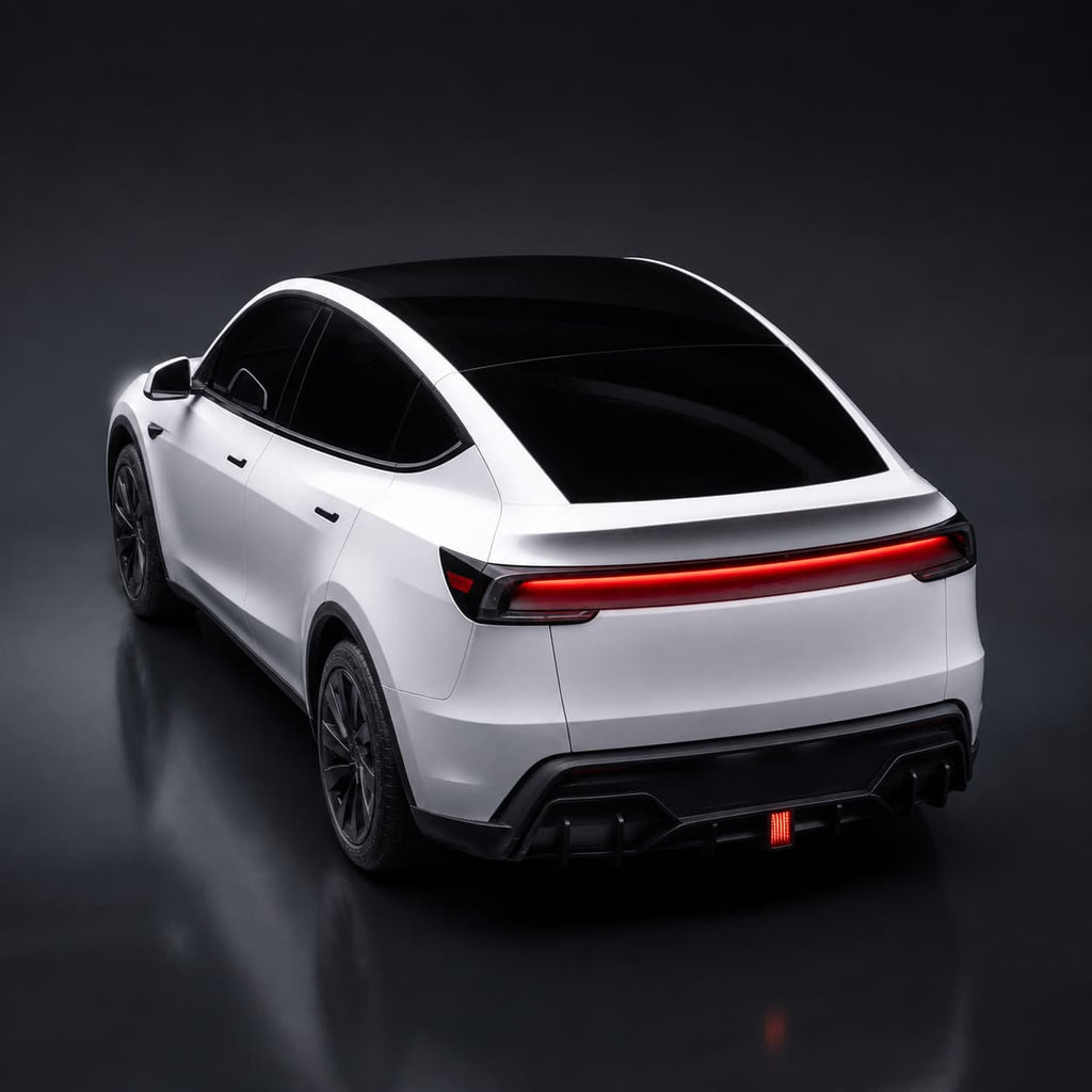 Rear Bumper Lip Spoiler & Diffuser with Flashing LED Pilot Brake Light for Model Y Juniper