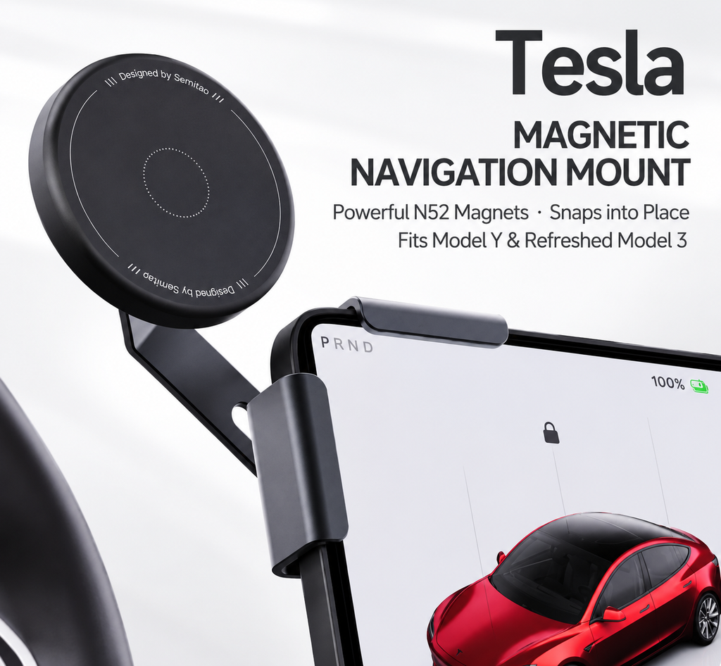 Magnetic Phone Mount for Tesla – 360° Adjustable Screen-Mounted Holder