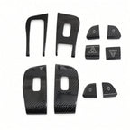 Dry Carbon Fiber Window Lift Button Trim & Switch Covers for Tesla Model Y L Model Y L (Support Left Hand Drive) Glossy Carbon Fiber