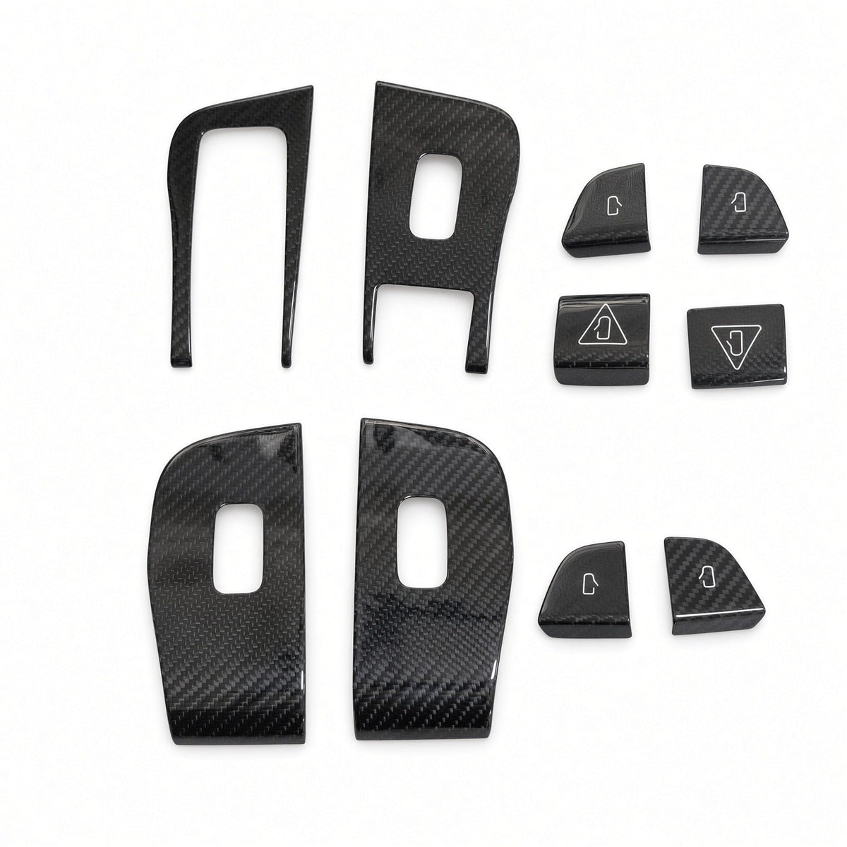 Dry Carbon Fiber Window Lift Button Trim & Switch Covers for Tesla Model Y L Model Y L (Support Left Hand Drive) Glossy Carbon Fiber