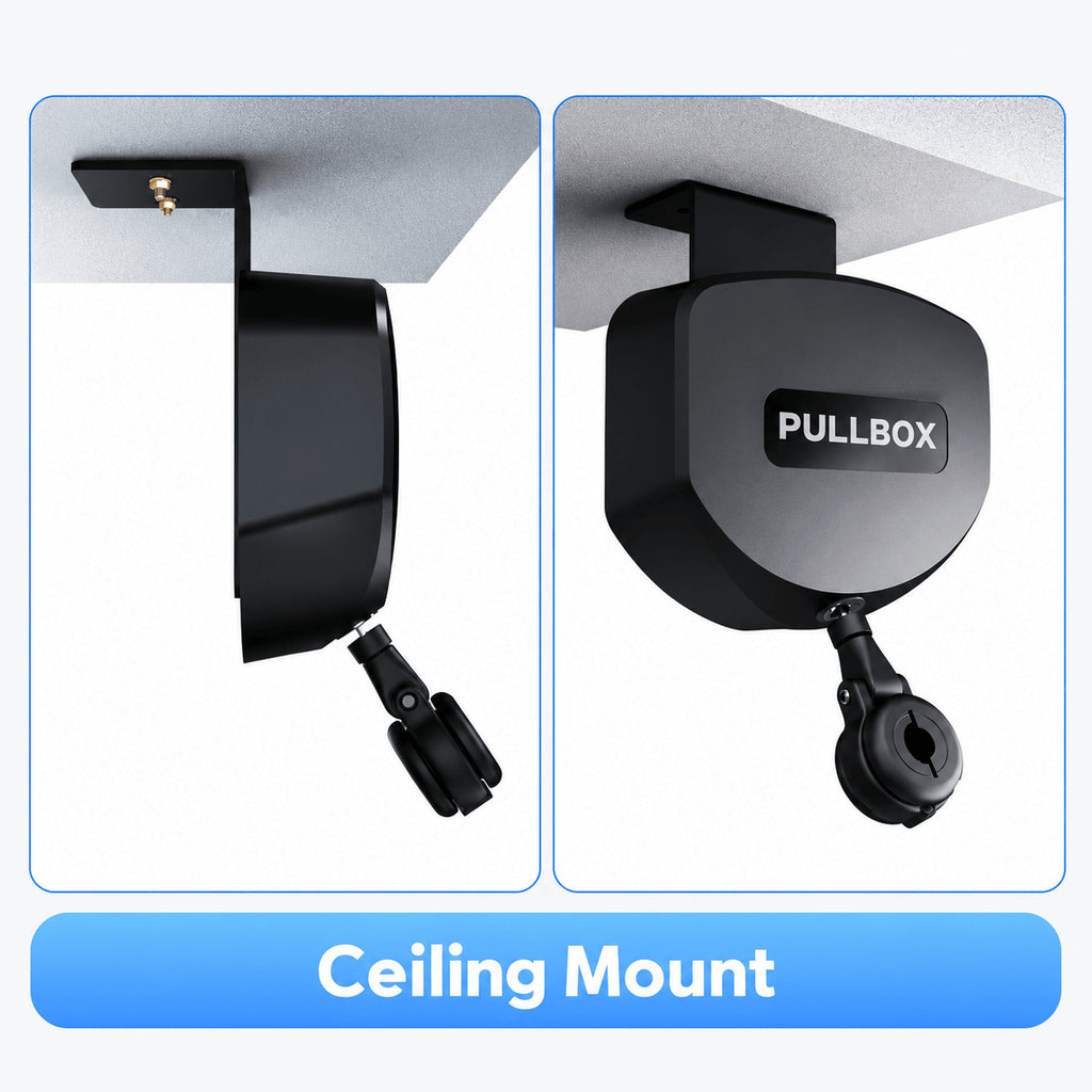 EV Charger Cable Retractor — 3.5 m, Self-Locking Ceiling Mount