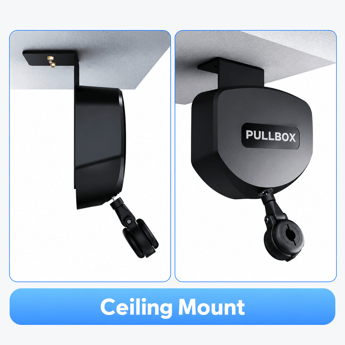 EV Charger Cable Retractor — 3.5 m, Self-Locking Ceiling Mount