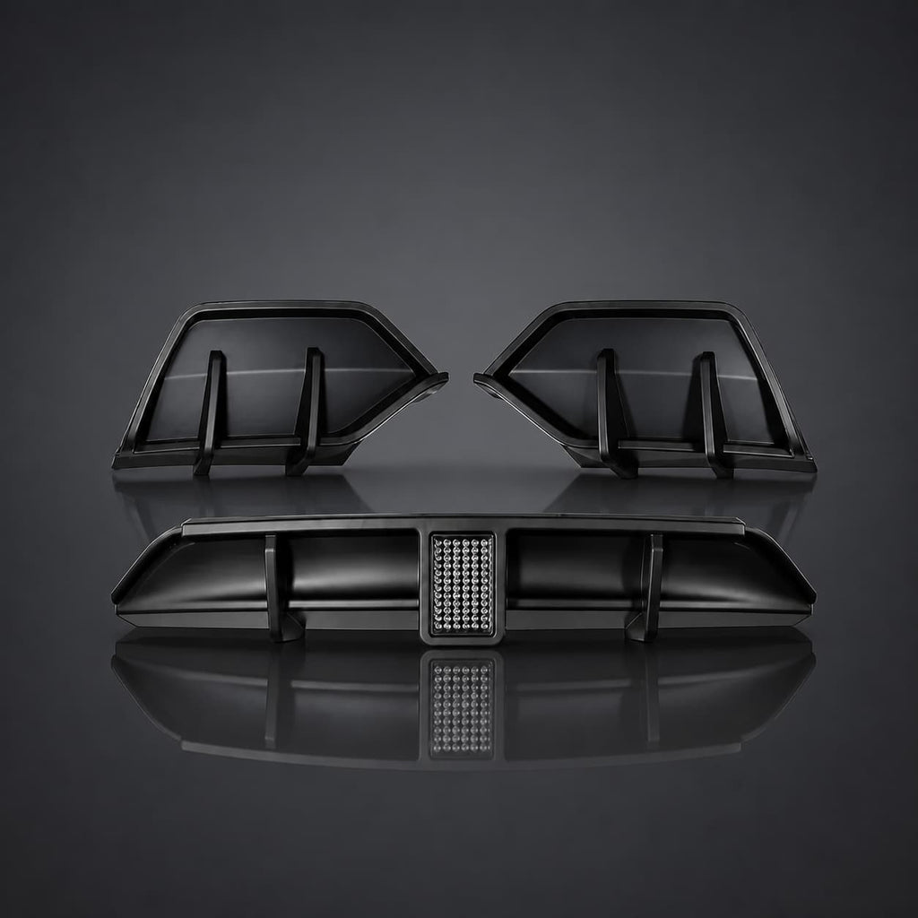 Rear Bumper Lip Spoiler & Diffuser with Flashing LED Pilot Brake Light for Model Y Juniper