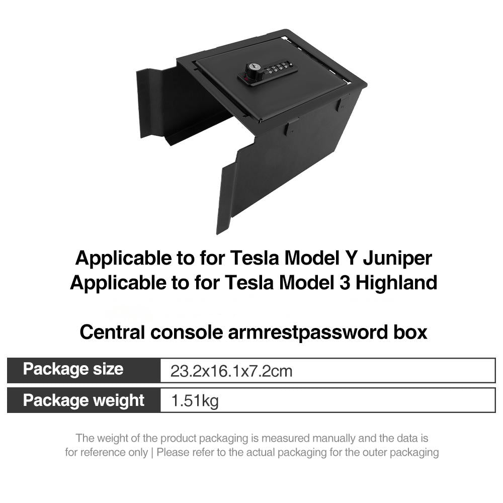 Anti-Theft Center Console Lock Box for Tesla Model 3 Highland/Model Y Juniper