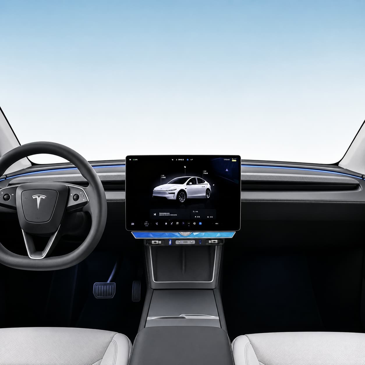 Model 3 Highland/Model Y Juniper Under Screen Crystal Dock | 3-in-1 Ambient Light, Aromatherapy & USB Fast Charging