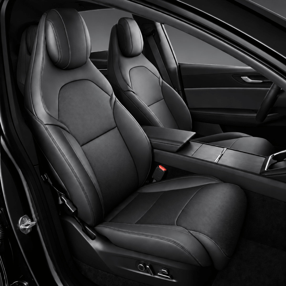 Leather Seat Covers for Tesla Model YL 6-Seater Black