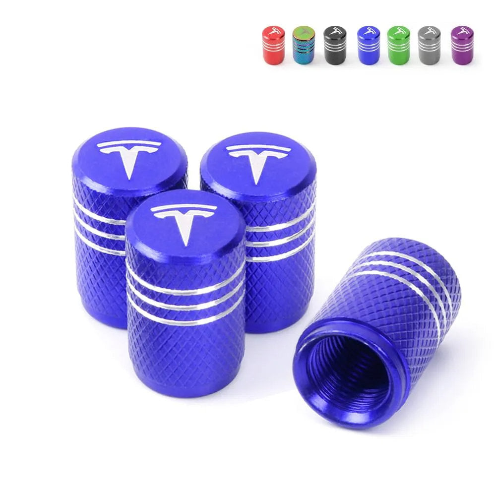 Tesla Valve Stem Caps BLUE