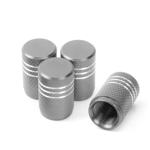 Tesla Valve Stem Caps (4 Pcs With Logo) SILVER