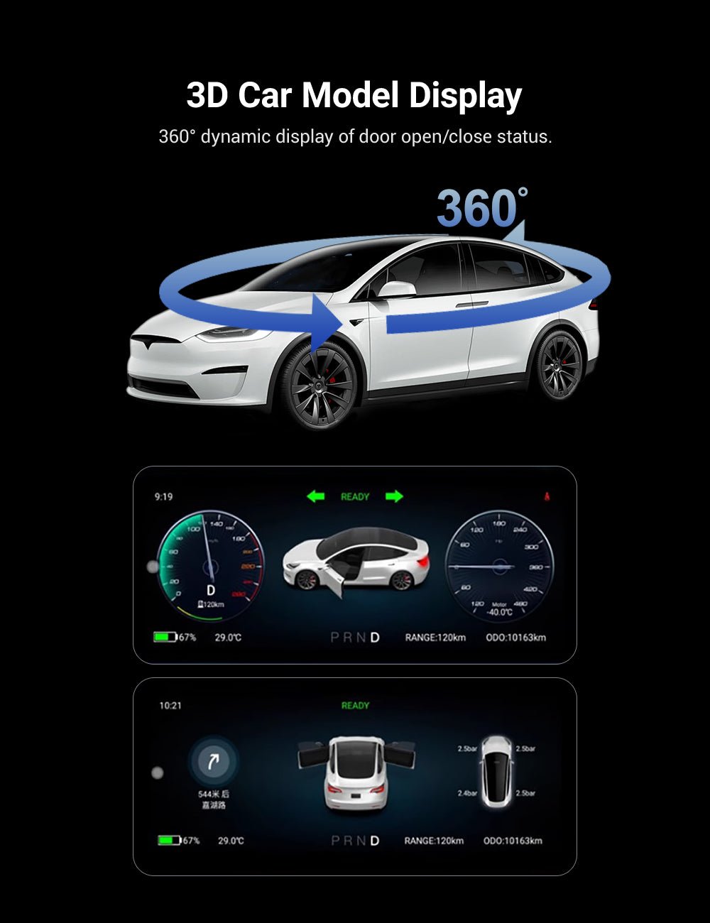 10.25‘’ Android 4G Tesla Model 3 / Y Display LCD Instrument Dashboard Screen - Teskay