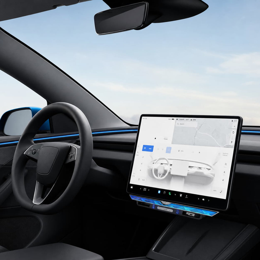 Model 3 Highland/Model Y Juniper Under Screen Crystal Dock | 3-in-1 Ambient Light, Aromatherapy & USB Fast Charging