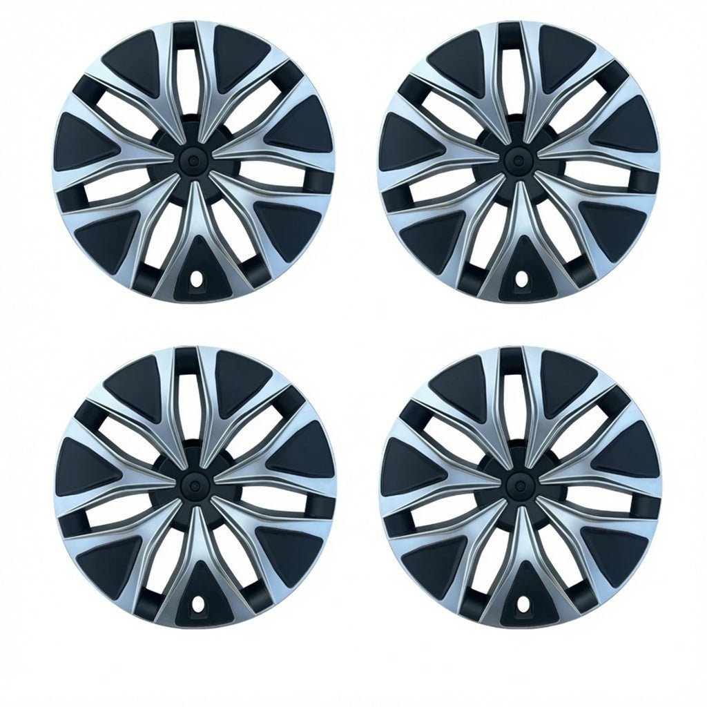 19" Machina 2.0 Wheels Covers for Model YL 2026+ | Seven-Spoke Style Silver and Black