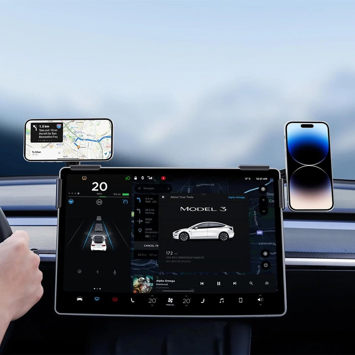 Magnetic Wireless Charging Phone Holder For Model 3 Highland/Y