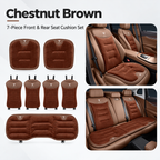 Winter Warm Flannel Seat Cushions & Backrest Covers for Tesla Model 3/Y/YL/S/X – Soft, Comfortable & Non-Slip brown 7-piece set for front and rear rows