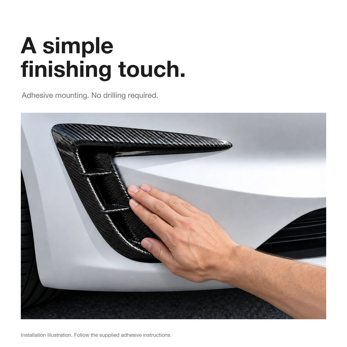 Real Carbon Fiber Front Intake Air Blades Trim for Model 3 Highland Performance 2024+