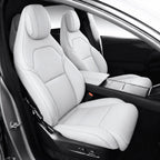 Leather Seat Covers for Tesla Model YL 6-Seater Grayish White