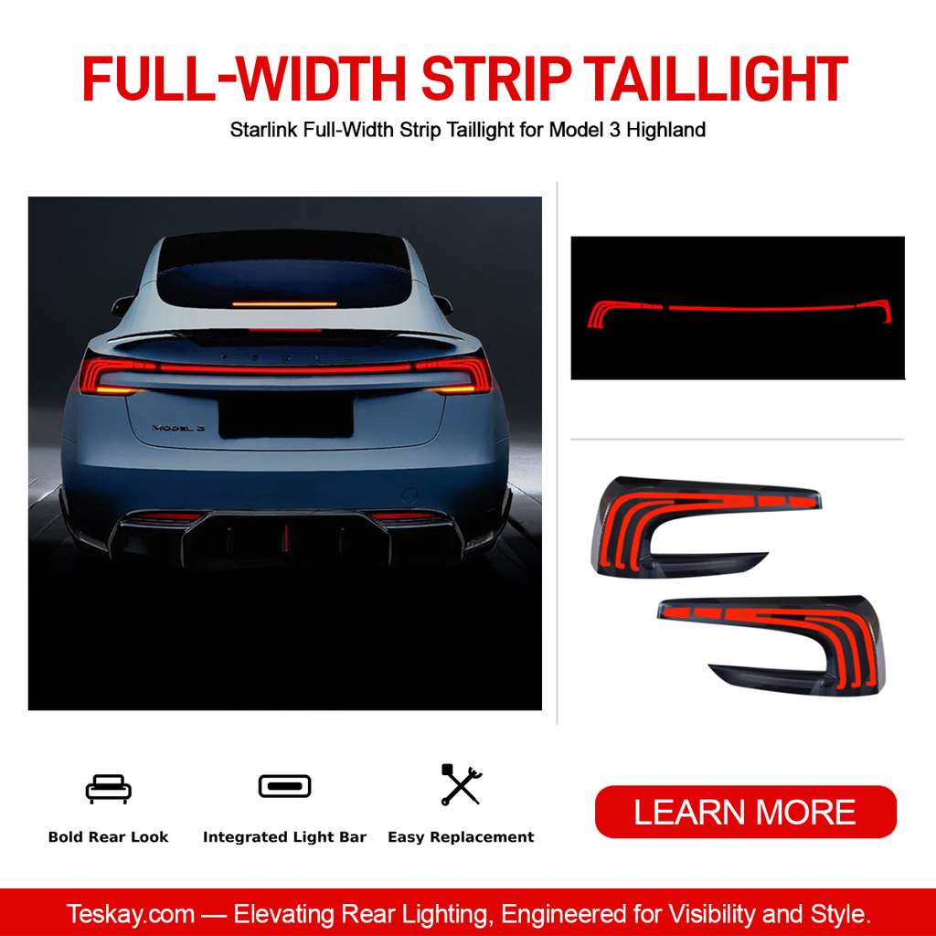 Starlink Full-Width Strip Taillight for Model 3 Highland Berlin Giga