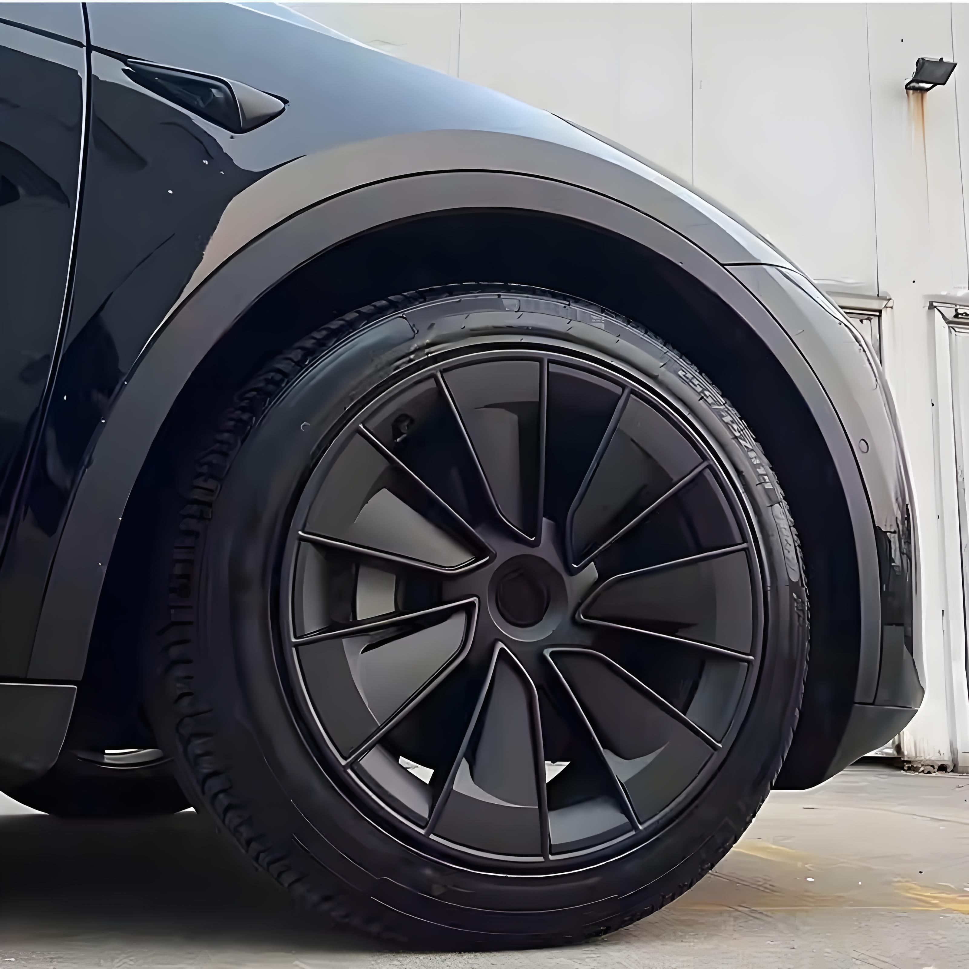 19 Gemini Performance-Style ABS Wheel Hubcaps for Model Y | 4-Piece Set | 5 Colors | 2 Styles | Tool-Free Install Model Y 19″ Gemini Wheels (2020 - 2025.03) Matte Black (Symmetrical style)