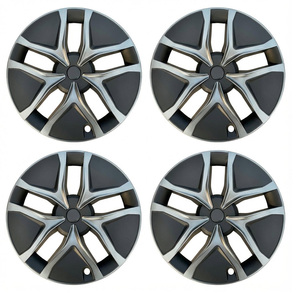 19-Inch Gemini Wheel Covers for Model Y Juniper 2025+ (Set of 4) Matte Black with Gray