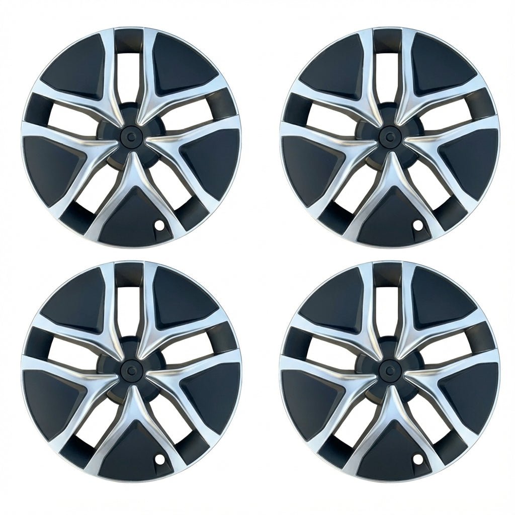 19-Inch Gemini Wheel Covers for Model Y Juniper 2025+ (Set of 4) Matte Black with Silver