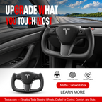 Yoke Carbon Fiber Steering Wheel for Tesla Model 3 / Y Matte Carbon Fiber