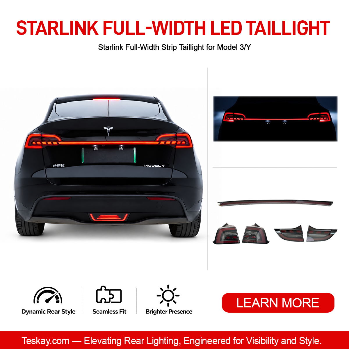 Starlink Full-Width Strip Taillight for Model 3/Y Model Y 2020-2024