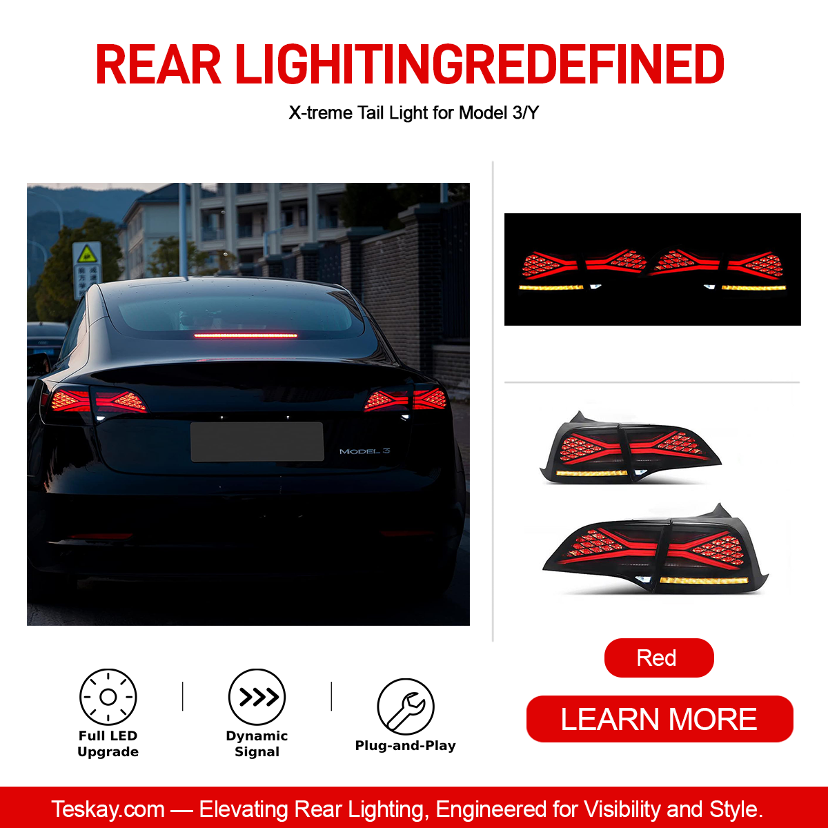X-treme Tail Light for Model 3/Y Red