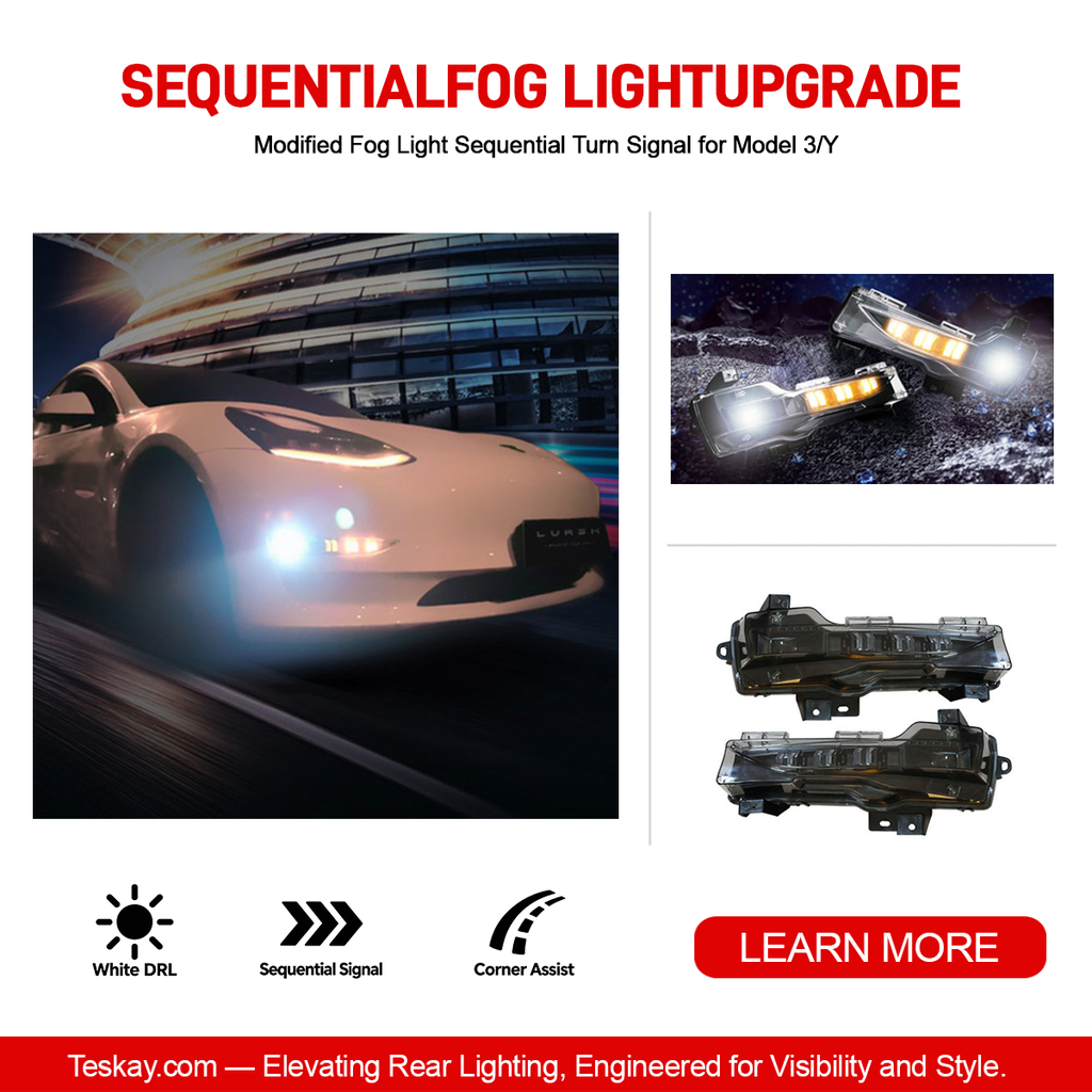 Modified Fog Light Sequential Turn Signal for Model 3/Y Model 3 2017-2023.10 & Model Y 2020-2025.3
