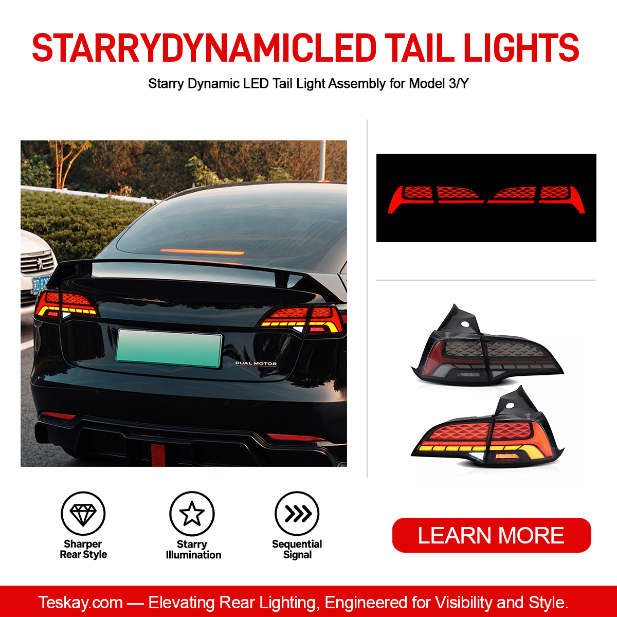 Starry Dynamic LED Tail Light Assembly for Model 3/Y