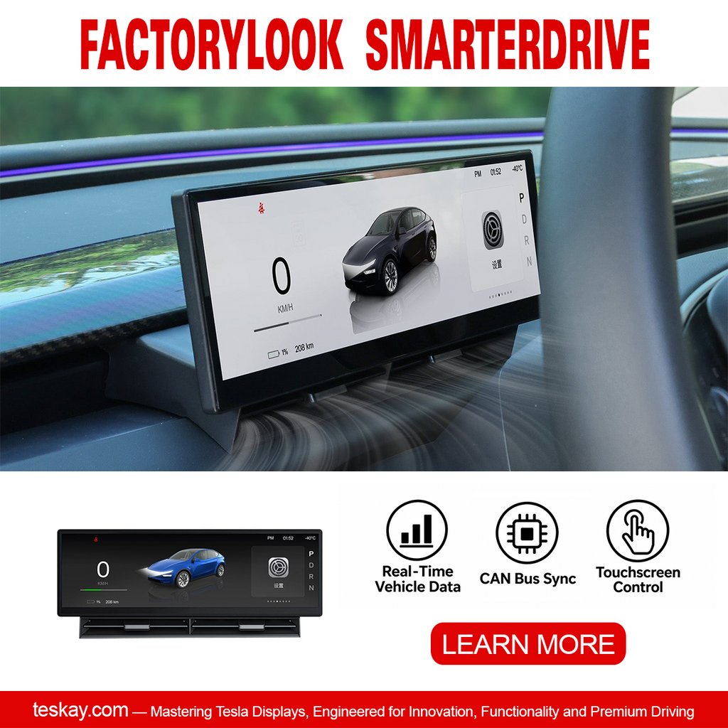TESKAY 10.88-inch Touchscreen Dashboard Display for Model 3/Y Cybertruck 2024+ No Right-Hand Drive