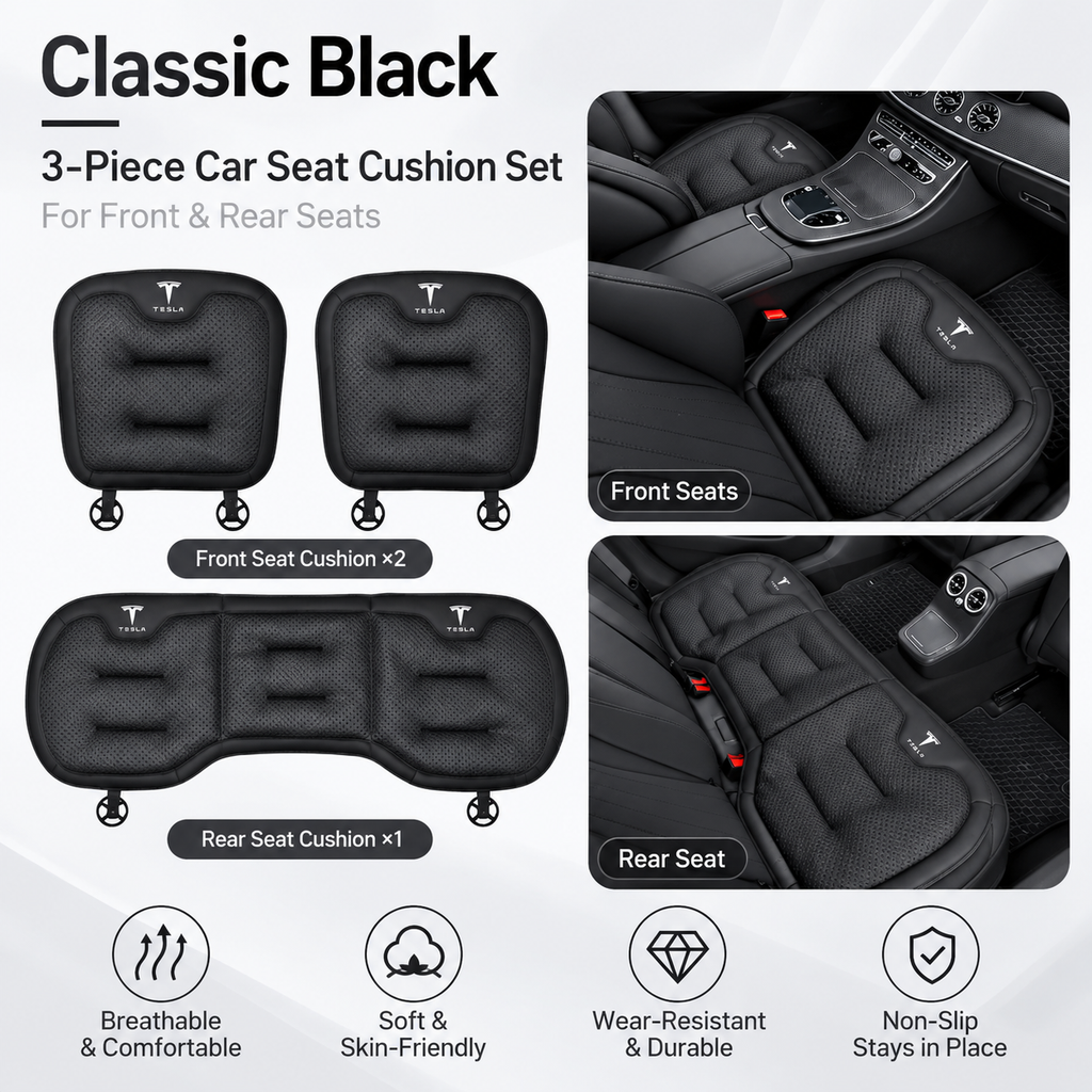 Tesla Model 3/Y/S/X/YL Cooling Ice Silk Seat Cushions – Breathable All-Season