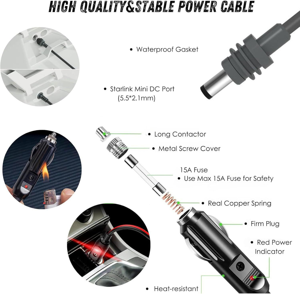 2-in-1 Car & USB-C DC Power Adapter for Starlink Mini - Teskay