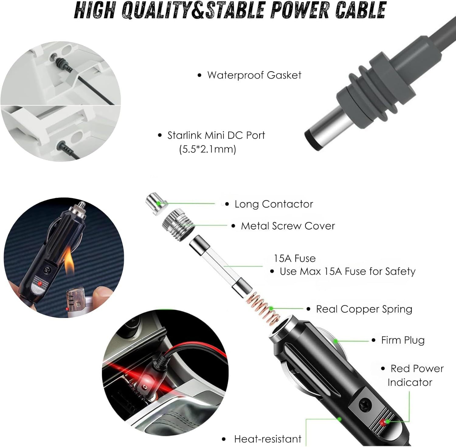 2-in-1 Car & USB-C DC Power Adapter for Starlink Mini - Teskay