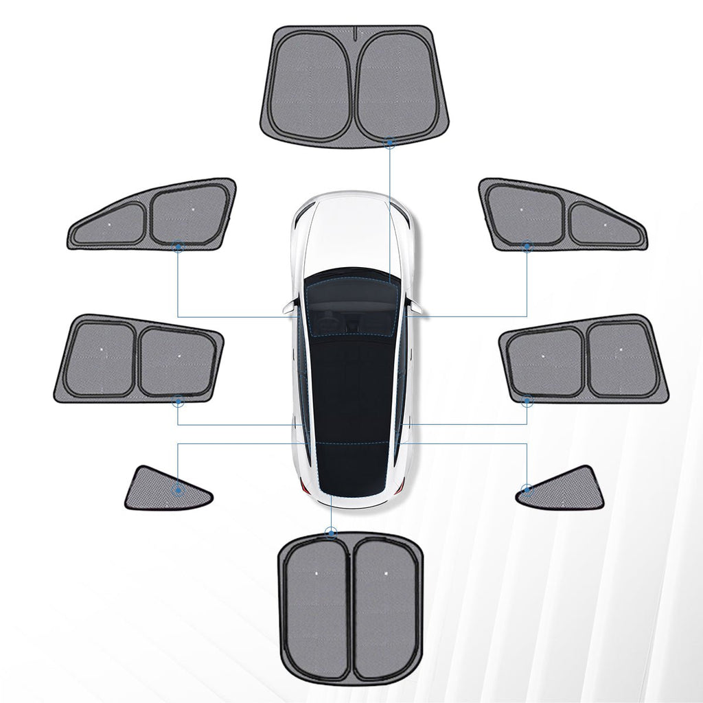 Full Car Sun Shade Set for Tesla Model YL 6-Seater Full Set Sunshade (8PCS)