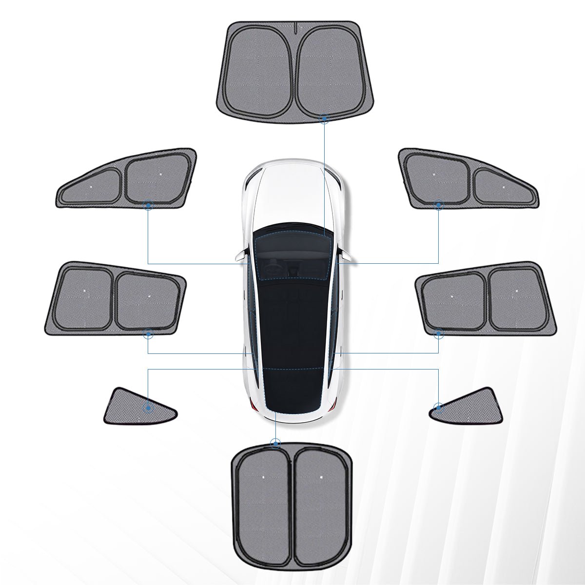 Full Car Sun Shade Set for Tesla Model YL 6-Seater Full Set Sunshade (8PCS)