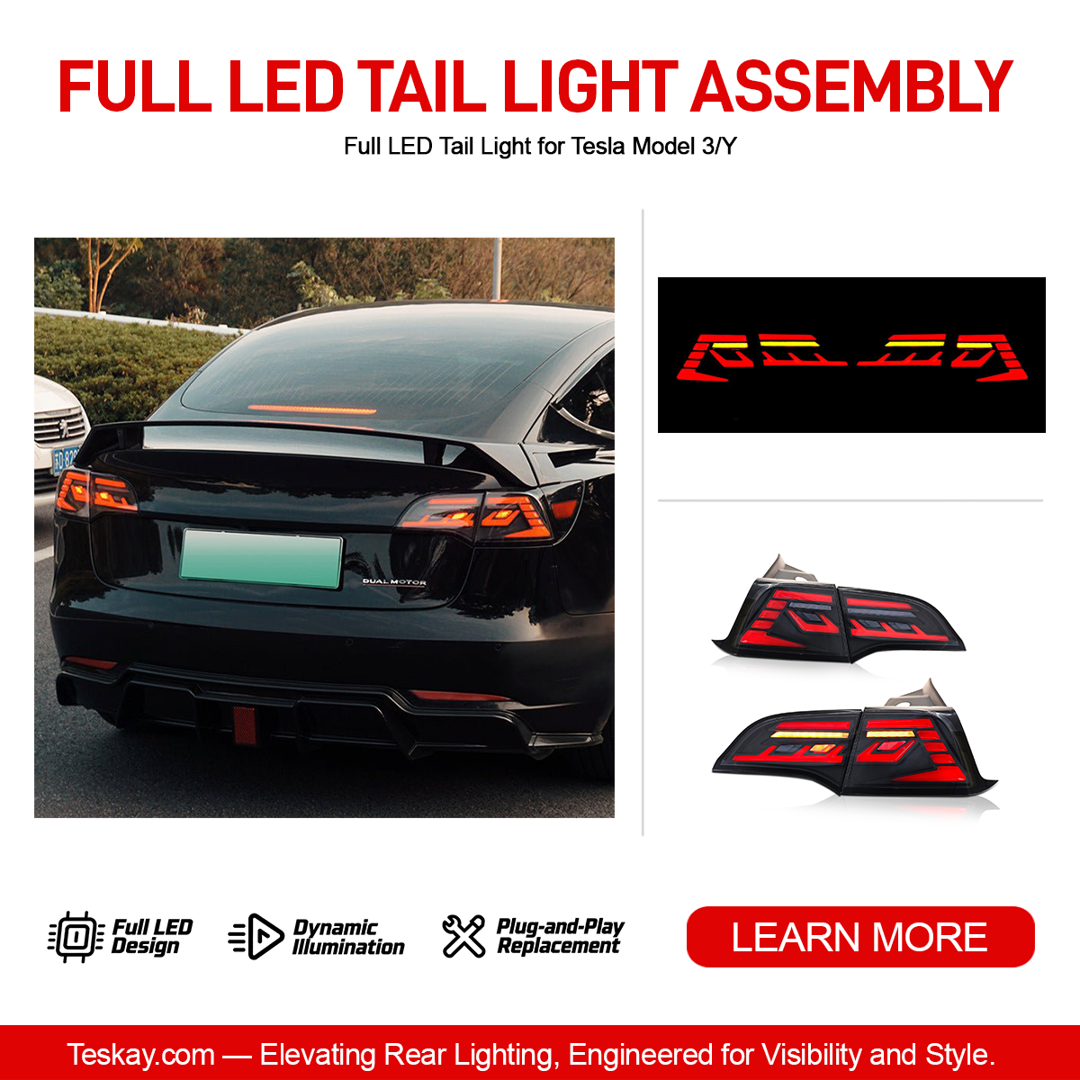 Full LED Tail Light for Tesla Model 3/Y Model 3 2017-2023.10