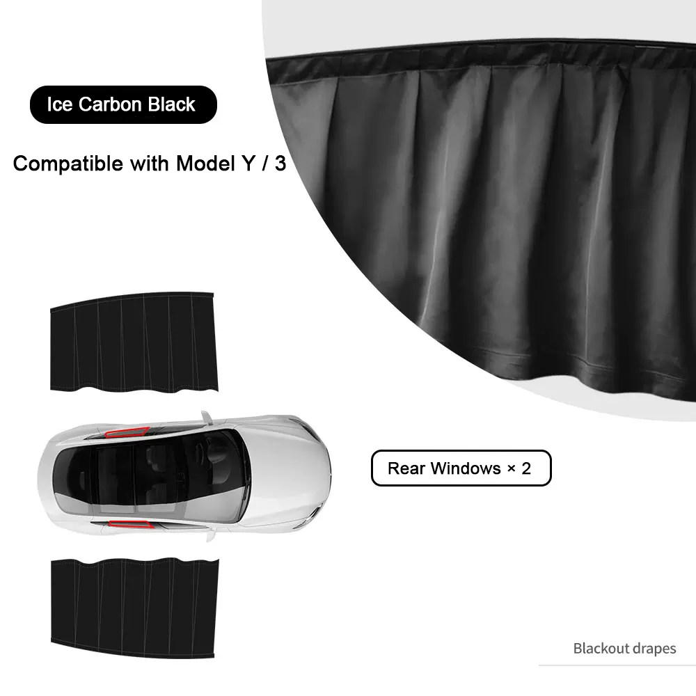 Retractable Ice Silk Side Window Sunshade Curtains for Tesla Model 3 & Y