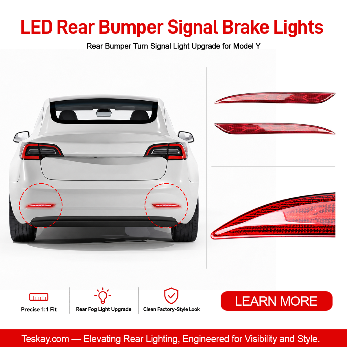 Rear Bumper Turn Signal Light Upgrade for Model Y Fishbone Model (2020-2024)