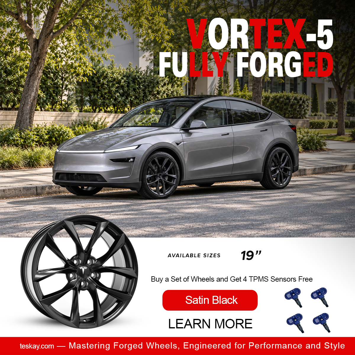 Forged Wheels for Tesla Model Y / Model Y Juniper【Style 16(Set of 4)】 Model Y Model Y Juniper Satin Black 19'