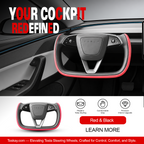 Yoke Steering Wheel for Model 3 Highland / Model Y Juniper Red & Black