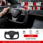 New Plaid Steering Wheel for Tesla Model 3 / Y Alcantara Alcantara with "TESLA" Letters