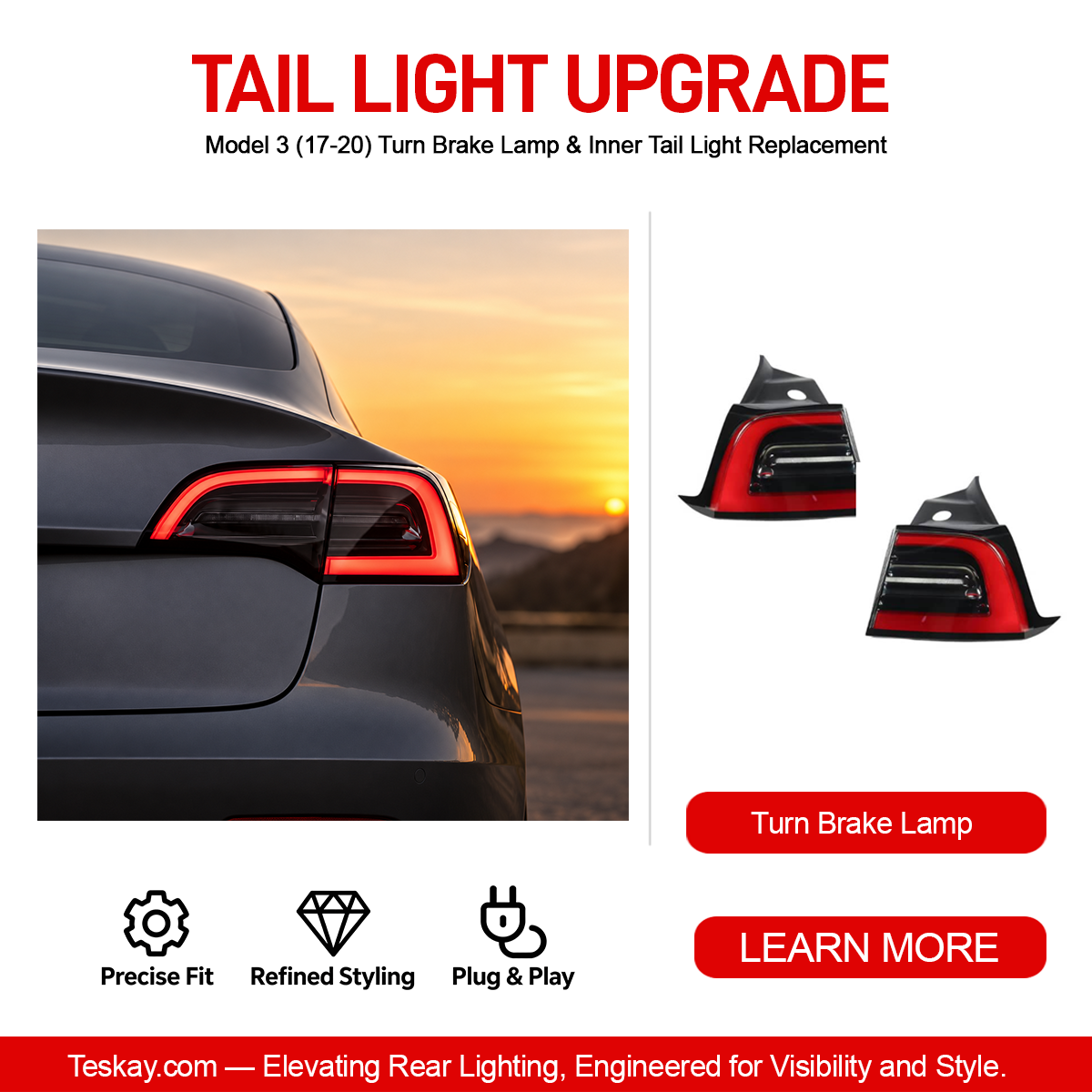 Model 3 (17-20) Turn Brake Lamp & Inner Tail Light Replacement Turn Brake Lamp Pair